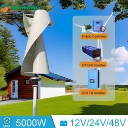 5KW Vertical Spiral Wind Mill Turbine Portable Generator 12V 24V 2 Blade Alternative Free Energy Windmill With Hybrid Controller
