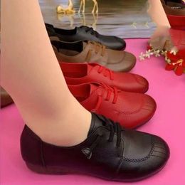Casual Shoes Women 2024 Spring Solid Round Toed Single Female Lace Up Soft Soled Non Slip Flats Zapatos