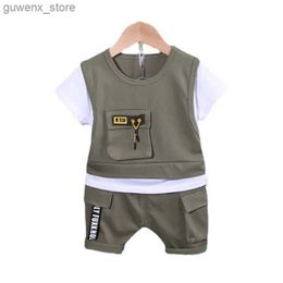 Clothing Sets New Summer Baby Girl Clothes Infant Boys Clothing Children Casual T-Shirt Shorts 2Pcs/Set Toddler Sports Costume Kids Tracksuits Y240412