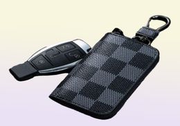 Bag Keychains Car Keys Holder Key Rings Black Plaid Brown Flower PU Leather Pendant Keyrings Charms for Men Women Gifts Fashion De3532768