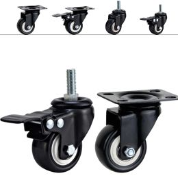 4pcs Furniture Caster 2Inch Heavy Duty Wheels Office Chair Universal Swivel Screw Castor with Brakes for Trolley Cart Desk Table