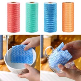 50pcs/Roll Cleaning Cloths Disposable Cleaning Wash Cloth Multi-purpose Cleaning Towel Dishcloth Rag Kitchen Clean Accessories