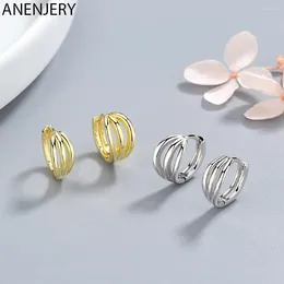 Hoop Earrings ANENJERY Silver Colour Fashion Design Three-layer Twisr Rope Tiny Mini Circle For Women Jewellery