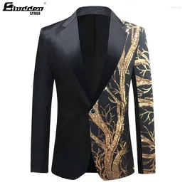 Men's Suits Single Breasted Sequins Stage Suit Jacket Men Party Hip Hop Fashion Drama Costume Blazer Floral