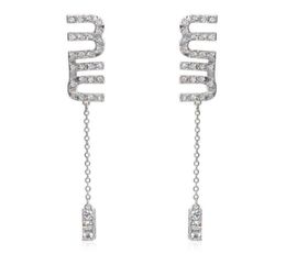 Stud with full package Me20210003 Miu full drill letter long bar Earrings4793726