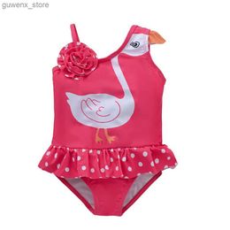 Jednoczęściowe 1-7 Years Baby Girls Swimsuit 2022 NOWOŚĆ One Piece Swimodear Child-Fakming One-Cacil Swimsuit Y240412