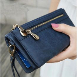 Wallets 2024 Fashion Zipper Purses Women's Envelop Long Wallet Women Section Clutch Soft PU Leather Money Bag