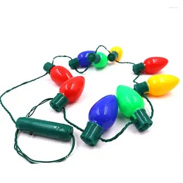 Party Decoration 6pcs Kids Adult LED Bulbs Flashing Light Up Necklace Toys Glow In Dark Christmas Birthday Wedding Rave Carnival