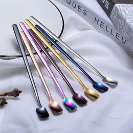 Coffee Scoops Stainless Steel Long Handle Spoons Ice Cream Cocktail Bar Drink Shaker Stirrer Spoon Kitchen Tableware