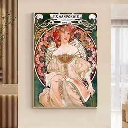 Retro Art Nouveau Alphonse Mucha Woman Paris Epic Poster Print Canvas Painting Abstract Wall Art For Living Room Home Decoration