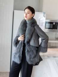 2023 Natural fox fur coat women's genuine sheepskin leather jacket Winter Coat Women