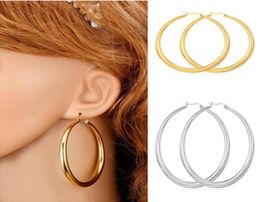 Big Earrings New Trendy Stainless Steel18K Real Gold Plated Fashion Jewellery Round Large Size Hoop Earrings for Women99848173814937