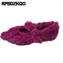 Casual Shoes Girls Female Fur Party Fluffy Pointed Toe Mary Jane Dress Women Designer Beautiful 2024 Ladies China Flats Winter