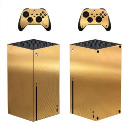 Stickers Carbon Fiber Gold Skin Sticker Decal Cover for Xbox Series X Console and 2 Controllers Xbox Series X Skin Sticker Vinyl