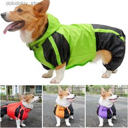 Dog Apparel 2023 Cori Do Clothes Jumpsuit Waterproof Clothin Pembroke Welsh Cori Do Raincoat Hooded Rain et Dropship Pet Outfit L49