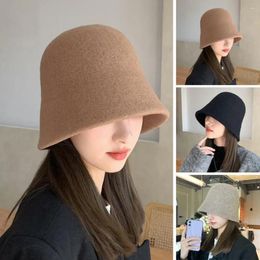 Berets Knitted Hat Soft Material Winter Women's Uv Protection Bucket With Deep Brimless Design For Cold Resistance Windproof
