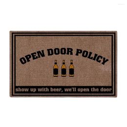 Carpets Open Door Policy Beer Doormat Outdoor Entrance Porch Patio Floor Christmas Halloween Holiday Rug Decor Home Mat