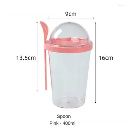 Storage Bottles Oat Cup No Cross Flavour Fresh Colours Fork Sauce Yoghourt With Spoon Cover Wet Separation Modern Style Plastic