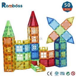 Decompression Toy Romboss 50pcs Magnetic Construction Set Model Building Toy DIY Magnetic Blocks Tiles Montessori Educational Toys For Kids Gift 240413