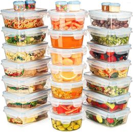 Dinnerware Set 54 Pack Storage Containers With Airtight Lids 27 Meal Prep Snap Lunch/Bento Box - BPA F