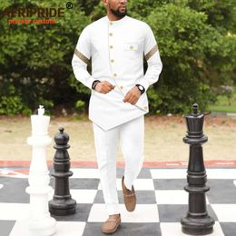 Men's Tracksuits African Suits For Men Tracksuit Single Breasted Embroidery Full Sleeve Shirts And Pant 2 Piece Set Dashiki Outfits 2416041