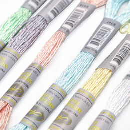 6 Piece Set Light Effect High Sheen Metallic Embroidery Floss Cross Stitch Thread 8 Metres Long 6 Strands Skein Pemiunm Quality
