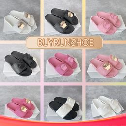 Designer Fashion Women Sandals Leather Slippers Decoration Hot Style classic Summer WHITE black 2024 size 35-45 Beach daily