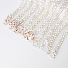 Womens Pearl Waist Chain Korean Version Rhinestone Pearl Decorative Belt Sweet Dress Elastic Belt Wholesale