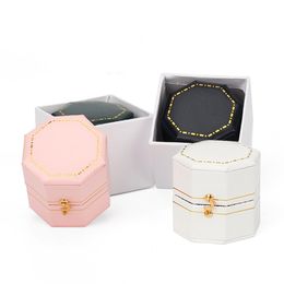 Box Ring Storage Geometrical Creatively Boxes Leather Jewelry Case Organize Holder Tray Accessories Party Women