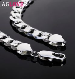 AGLOVER 925 Sterling Silver Cuban Chain 12MM 18202224262830 Inch Side Chain Necklace For Woman Man Fashion Jewelry Gift4743658