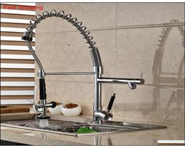 Chrome Solid Brass Kitchen Faucet Double Sprayer Vessel Sink Mixer Tap Deck M qyltnF packing20107897696