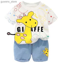 Clothing Sets New Summer Baby Girls Clothes Suit Children Boys Fashion Cartoon T-Shirt Shorts 2Pcs/Sets Toddler Casual Costume Kids Tracksuits Y240412