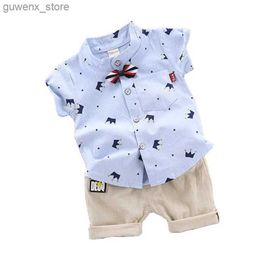 Clothing Sets New Summer Baby Clothes Suit Kids Boys Clothing Children Casual Shirt Shorts 2Pcs/Sets Toddler Sports Costume Infant Tracksuits Y240412