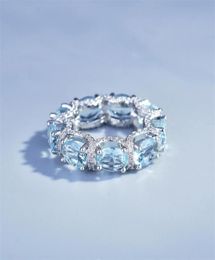 Fashion Jewelry Ring Microset full of diamonds Aquamarine Rings Galaxy Princess Lace Treasure Bracelet Colorful Treasure1828334