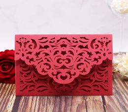 30pcs Red Luxury Flora Laser Cut Wedding Invitations Card Elegant Lace Wedding Envelopes Mother039s Day Birthday Decoration1250584