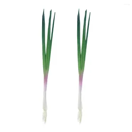 Decorative Flowers 2 Pcs Simulated Onion Model Artificial Lifelike Vegetable Vegetables Pu Fake Green Onions Decoration Scallions