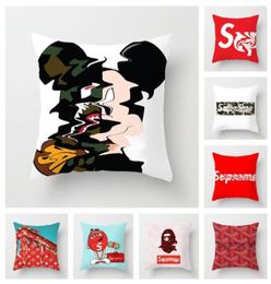 15 designs designer signage pillow case cushion cover letter brand SU red pattern 45X45CM throw pillowcase HT163645894345368511