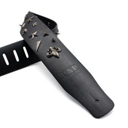 Hanger Top Grain Leather Guitar Strap Metal Spike Studded Adjustable Heavy Duty Guitar Strap Guitars Bass Accessories Parts Dropship