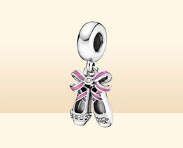 100% Sterling Silver Pink Ballerina Shoes Dangle Charms Fit Original European Charm Bracelet Fashion Women Wedding Jewellery Accessories3995950