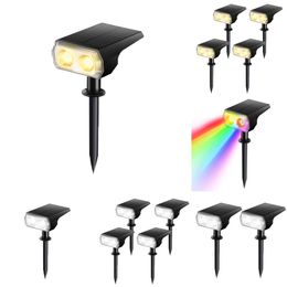 New Spot Ip65 Outdoor Lights 48 LEDS RGB Waterproof Garden Light 2-In-1 Solar Spotlight For Yard Lawn