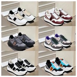 2024 Multi material patchwork of cowhide with contrasting colors men women thick soled lace up black sports fashionable and versatile casual shoes