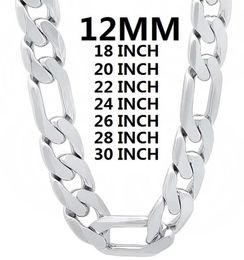 Chains Solid 925 Sterling Silver Necklace For Men Classic 12MM Cuban Chain 1830 Inches Charm High Quality Fashion Jewelry Wedding6504532