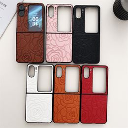 Solid Color Flower Phone Case For OPPO Find N2 N3 Flip Protective Hard Shell Cover