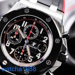 AP Wrist Watch Montre Royal Oak AP26470 Stainless Steel Material New Ceramic Ring Dial With Outer Ring 42mm Complex Timing Black And Red Dial Set