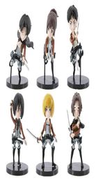 6pcsset Attack On Titan Anime Figure Rivaille Figure Mikasa Action Figure Eren Jaeger Figurine Model Figurine Toy H11245390566