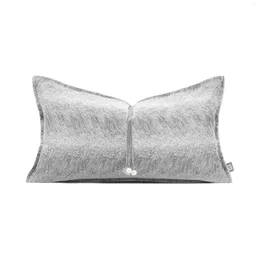 Pillow Solid Grey Velvet Cover With Pearl Modern Simple Waist Case Home Decorative Sofa Living Room S