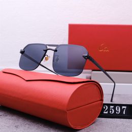 Designer Sunglasses For Women Men Chain With Sun Glasses Fashion Classic Sunglasses Luxury Polarized Pilot PC Frame Oversized UV400 Eyewear 2597