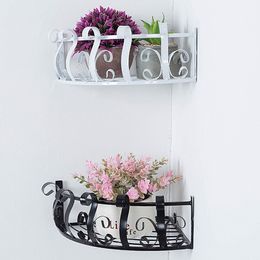 Wall Mounted Flower Basket Floating Shelf Balcony Pot Holder Hanging Planters Metal Hanger Wall Holders Stand for flowers