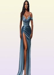 2023 Elegant Off Schulter -Prom Kleider eine Linie Rückenfreier sexy Kristall Split Side High sexy Abendkleider BC10944 GB1202X33964216