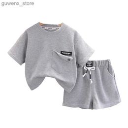 Clothing Sets New Summer Baby Girls Clothes Suit Children Outfits Boys Sports TShirt Shorts 2PcsSets Toddler Casual Costume Kids Tracksuits Y240412HEAMY240417HE